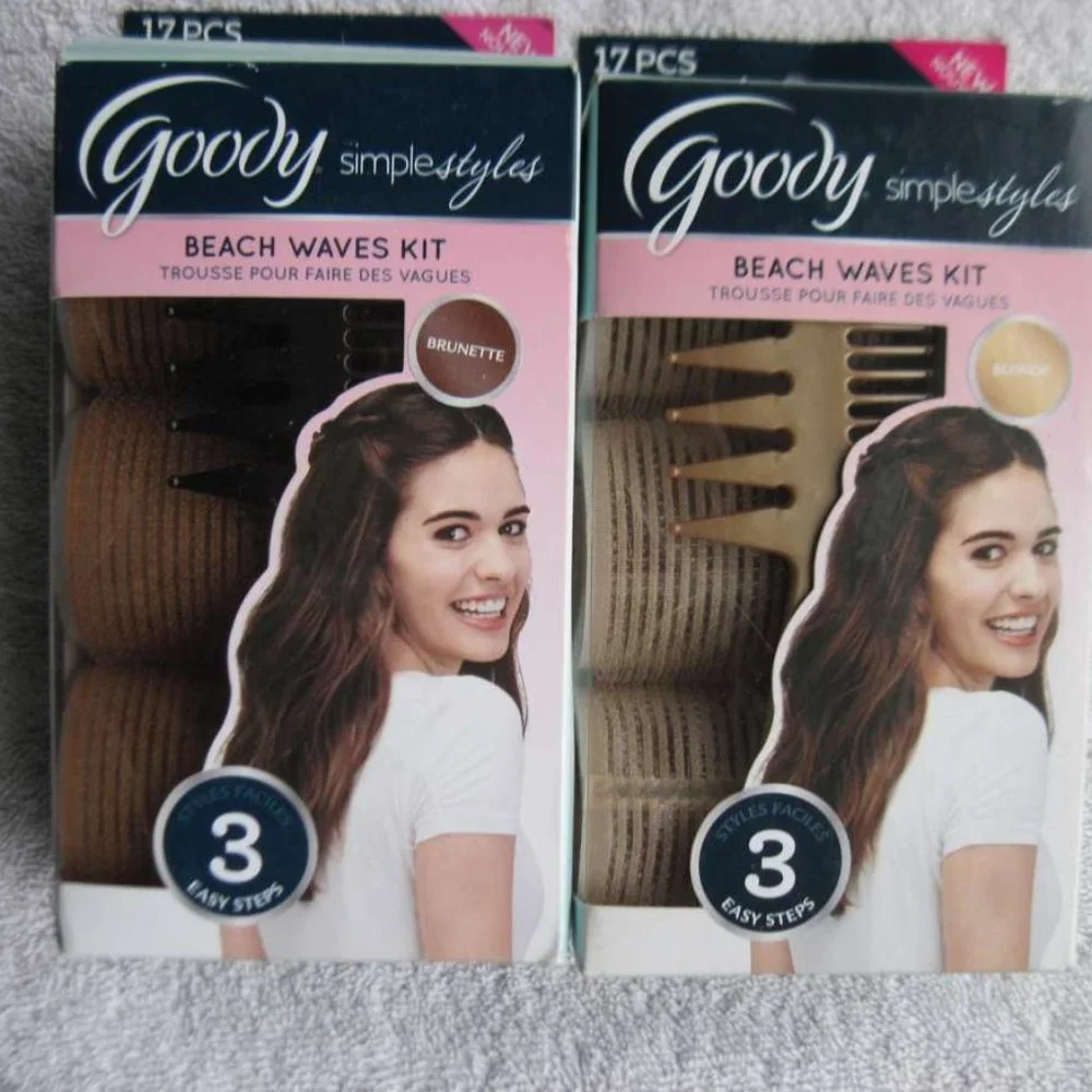 Goody Simple Styles Beach Wave Kit 6 Hook Loop Rollers Versi Comb 10 Bobby Pins